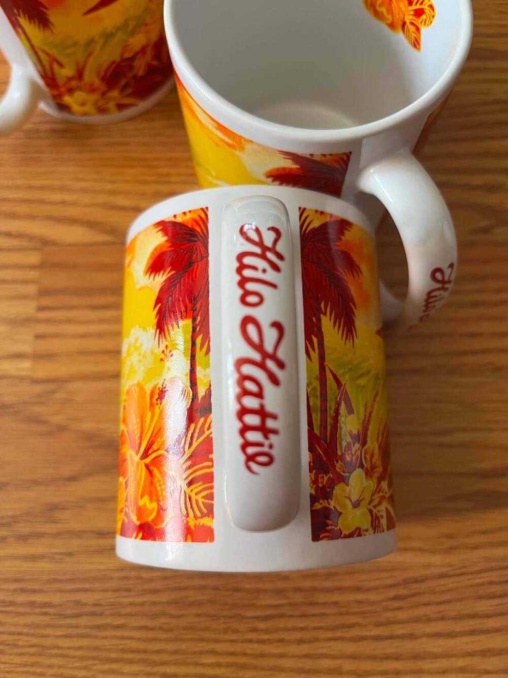 Hilo Hattie The Store of Hawaii Tropical Hibiscus Palm Tree Ceramic Coffee Mugs,